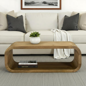 Wilhelmina Contemporary Brown Handmade Mango Wood Rectangular Coffee Table