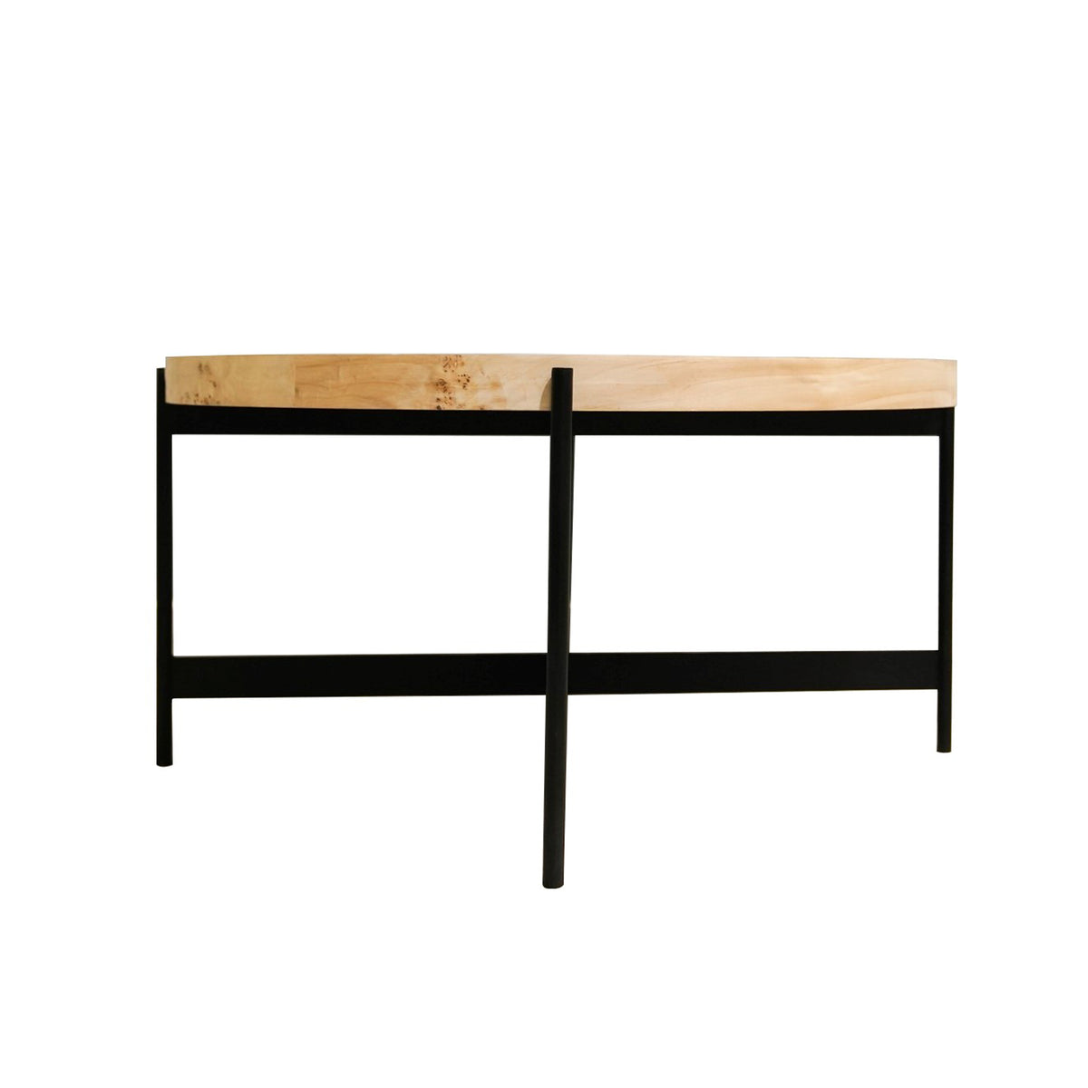 Eliana Handmade Contemporary Natural/ Brass Burl Wood Round Coffee Table