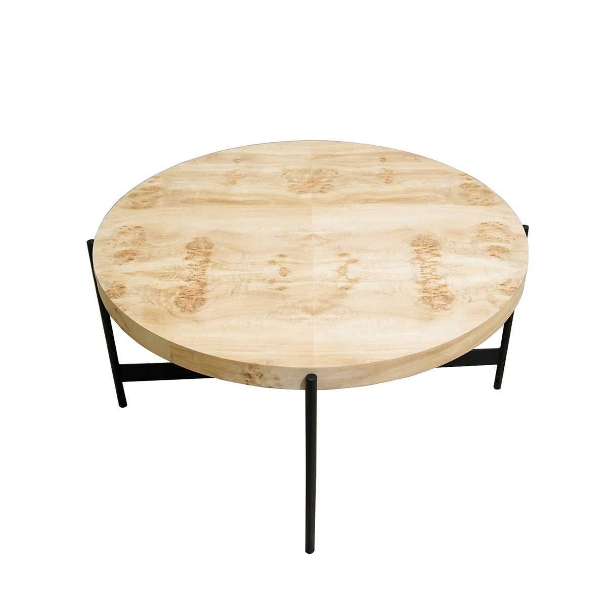 Eliana Handmade Contemporary Natural/ Brass Burl Wood Round Coffee Table