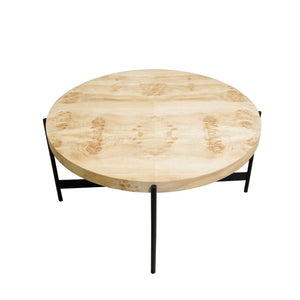 Eliana Handmade Contemporary Natural/ Brass Burl Wood Round Coffee Table