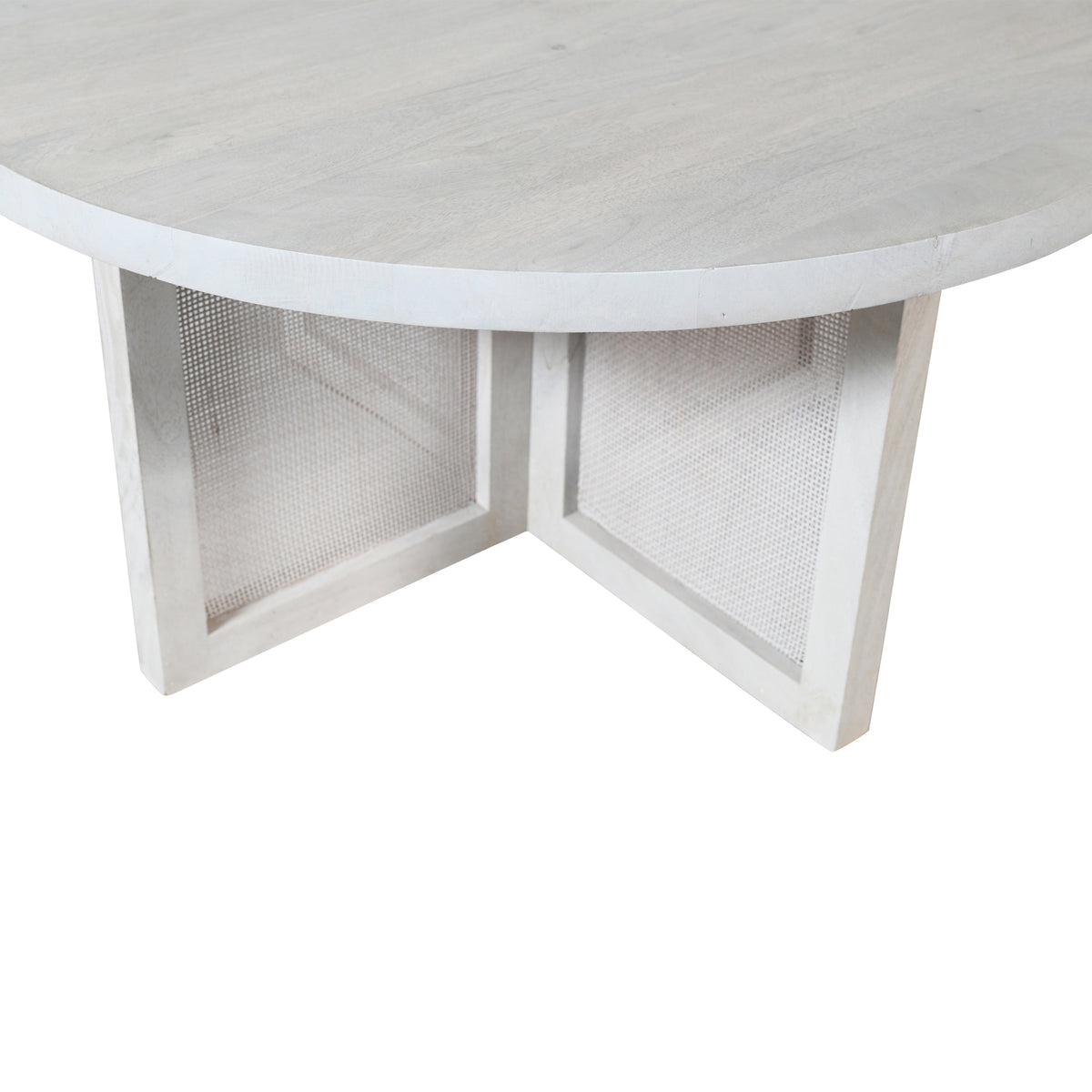 Ethan Handmade Transitional Whitewashed Wood Round Coffee Table