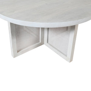 Ethan Handmade Transitional Whitewashed Wood Round Coffee Table