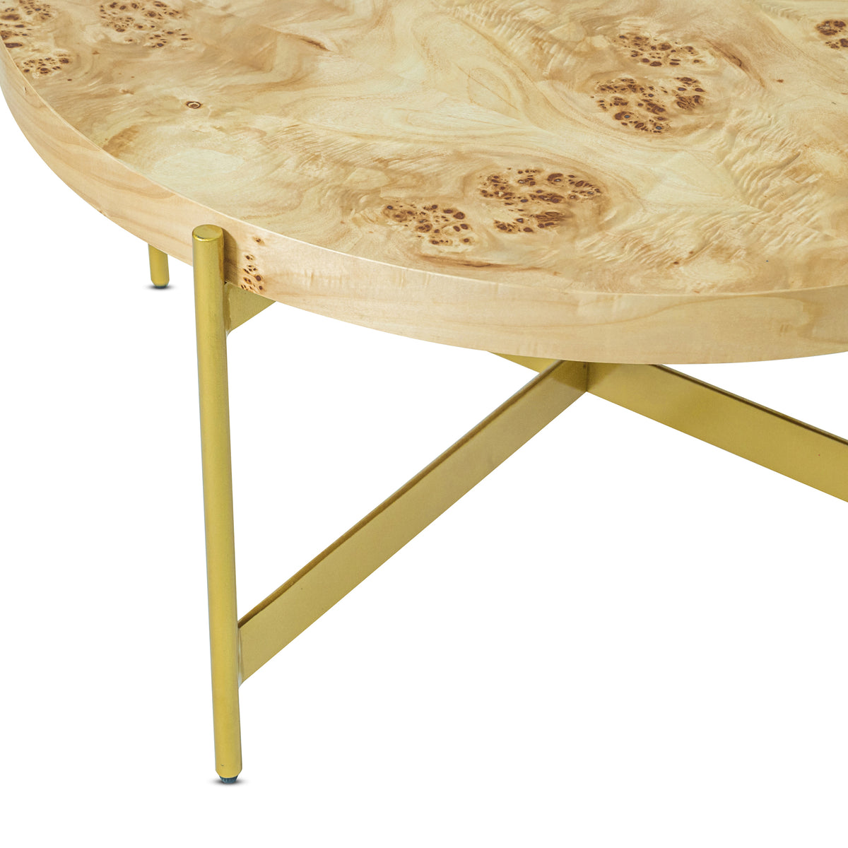 Eliana Handmade Transitional Natural/Gold Burl Wood Round Coffee Table