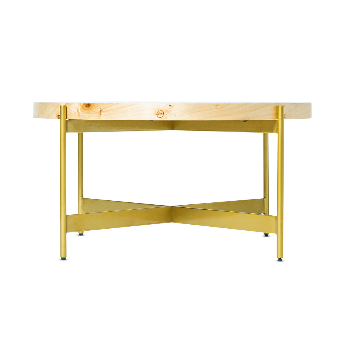 Eliana Handmade Transitional Natural/Gold Burl Wood Round Coffee Table