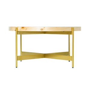 Eliana Handmade Transitional Natural/Gold Burl Wood Round Coffee Table