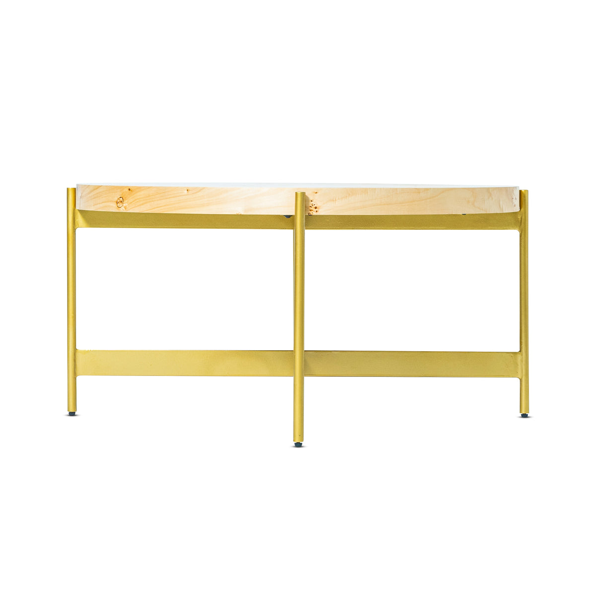 Eliana Handmade Transitional Natural/Gold Burl Wood Round Coffee Table