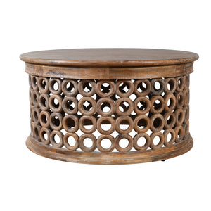 Everett Handmade Farmhouse Washed FInish Wood Round Coffee Table