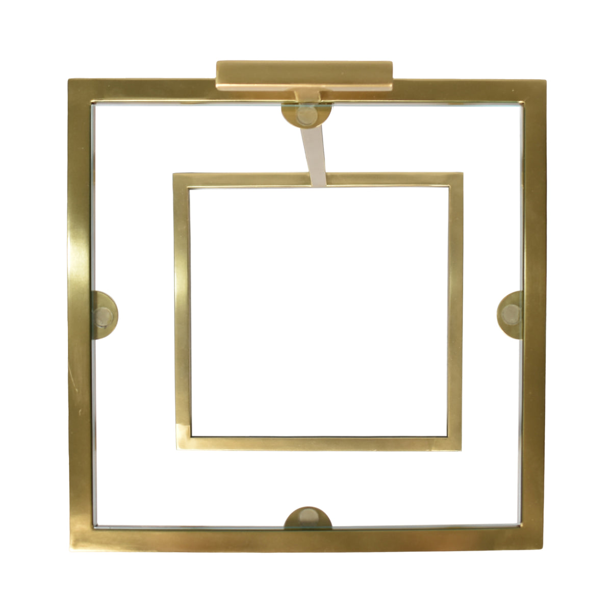 Theodore Glam Glass and Metal Square C-Shaped Side Table