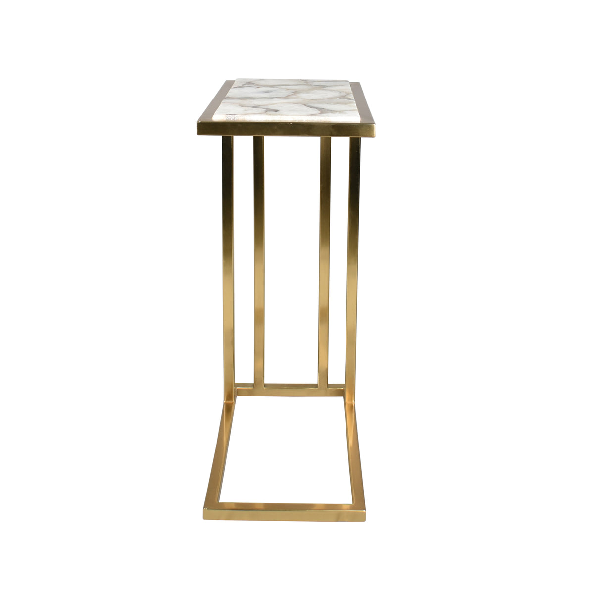 Esmerelda Contemporary Marble and Metal Rectangular C-Shaped Side Table