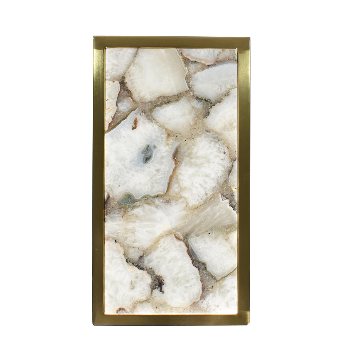 Esmerelda Contemporary Marble and Metal Rectangular C-Shaped Side Table