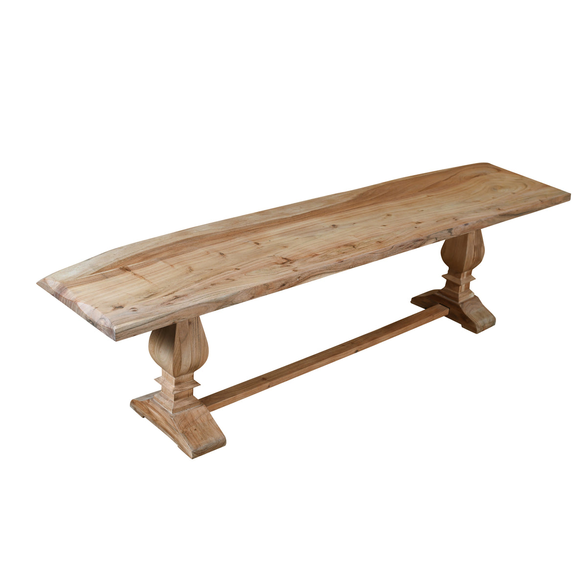 Hartford Farmhouse Natural Brown Hard Wood Live Edge Dining Bench