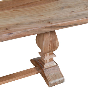 Hartford Farmhouse Natural Brown Hard Wood Live Edge Dining Bench