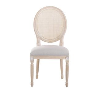 Isabella Farmhouse Whitewash/Beige Upholstered Dining Chair, Set of 2