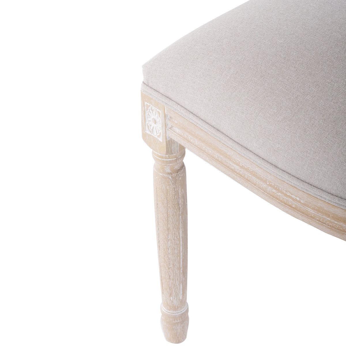 Isabella Farmhouse Whitewash/Beige Upholstered Dining Chair, Set of 2