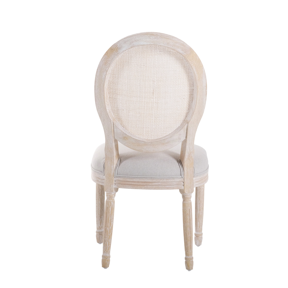 Isabella Farmhouse Whitewash/Beige Upholstered Dining Chair, Set of 2