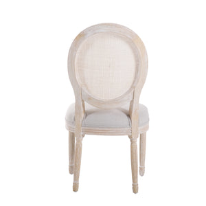 Isabella Farmhouse Whitewash/Beige Upholstered Dining Chair, Set of 2