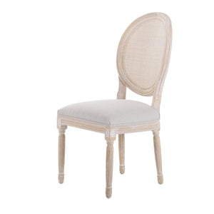 Isabella Farmhouse Whitewash/Beige Upholstered Dining Chair, Set of 2