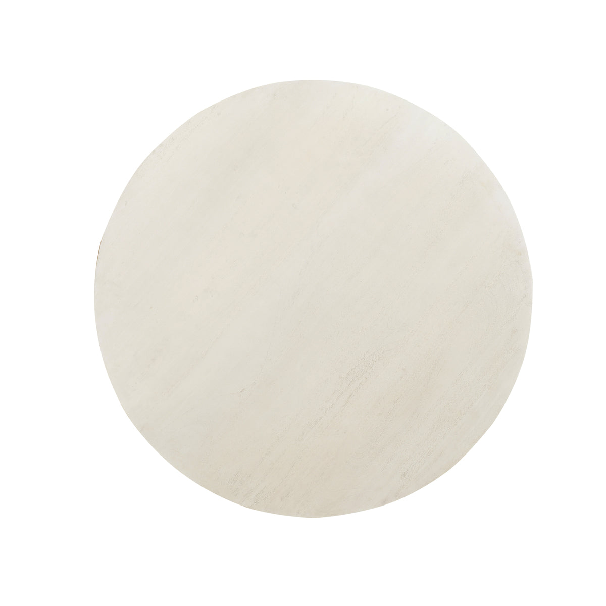 Bella Handmade Transitional Distressed White / Brass Wood Round Dining Table