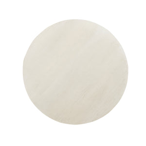Bella Handmade Transitional Distressed White / Brass Wood Round Dining Table