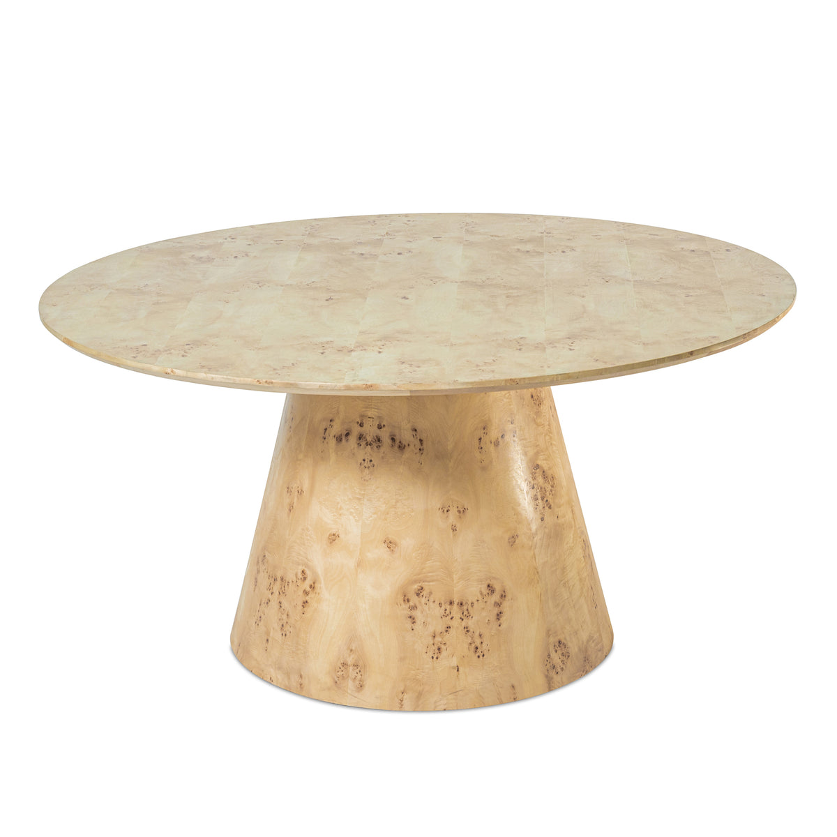 Emma Handmade Transitional Natural Burl Wood Round Dining Table