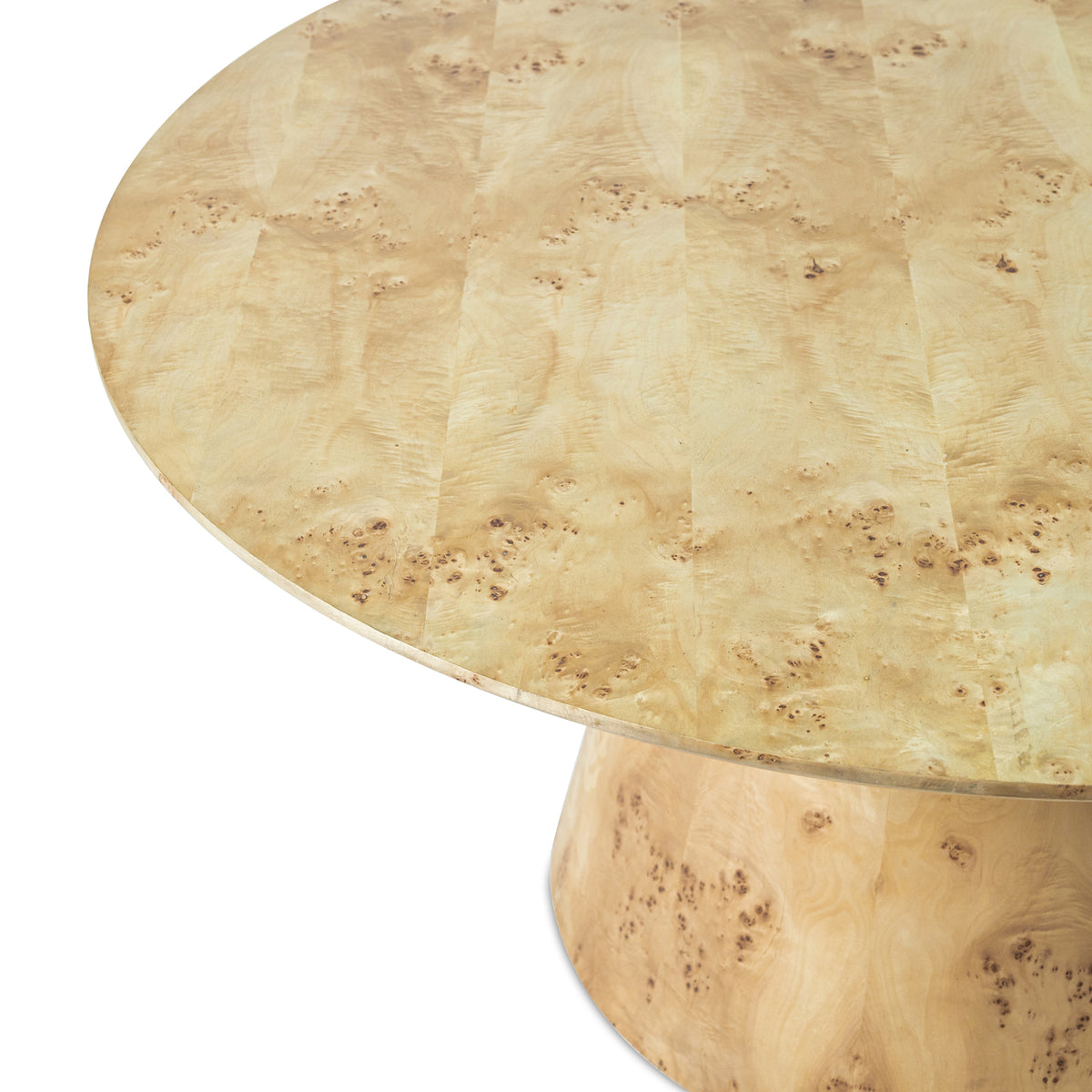 Emma Handmade Transitional Natural Burl Wood Round Dining Table