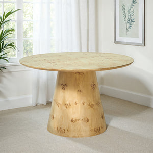 Emma Handmade Transitional Natural Burl Wood Round Dining Table
