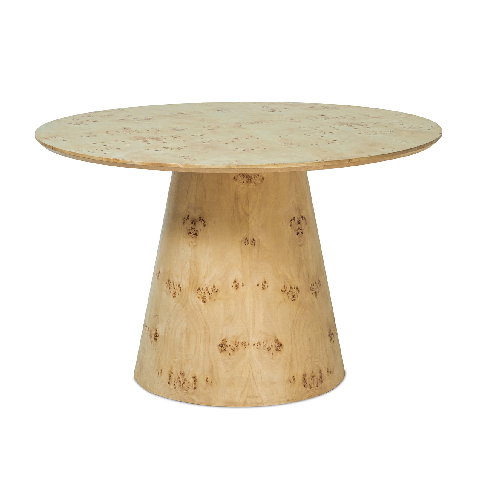 Emma Handmade Transitional Natural Burl Wood Round Dining Table