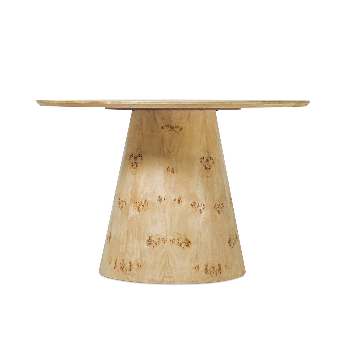 Emma Handmade Transitional Natural Burl Wood Round Dining Table