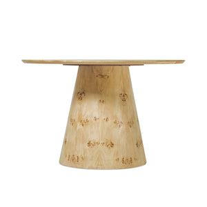 Emma Handmade Transitional Natural Burl Wood Round Dining Table
