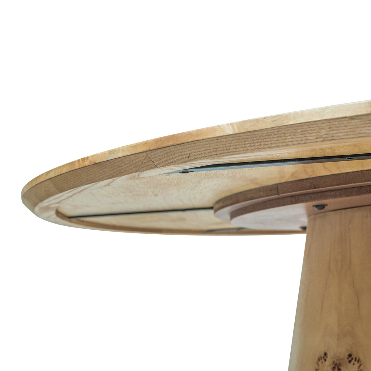 Emma Handmade Transitional Natural Burl Wood Round Dining Table