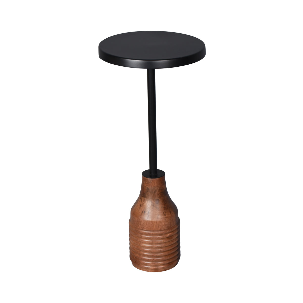 Henry Handmade Transitional Metal and Wood Drink Table, Black/Brown