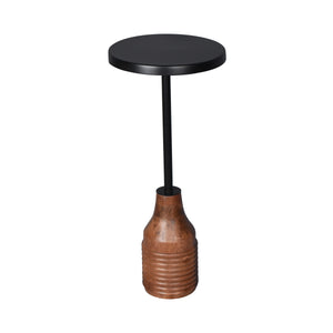 Henry Handmade Transitional Metal and Wood Drink Table, Black/Brown