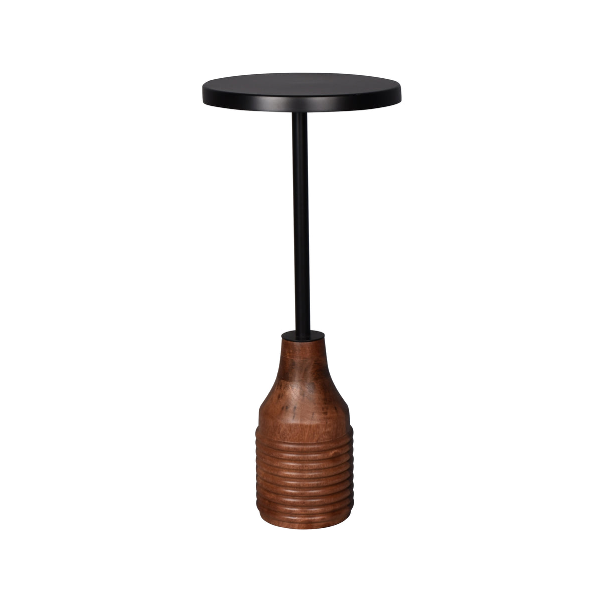 Henry Handmade Transitional Metal and Wood Drink Table, Black/Brown