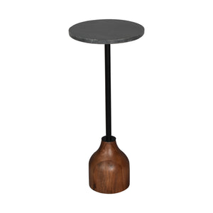 Xanthe Handmade Transitional Marble and Wood Drink Table, Black
