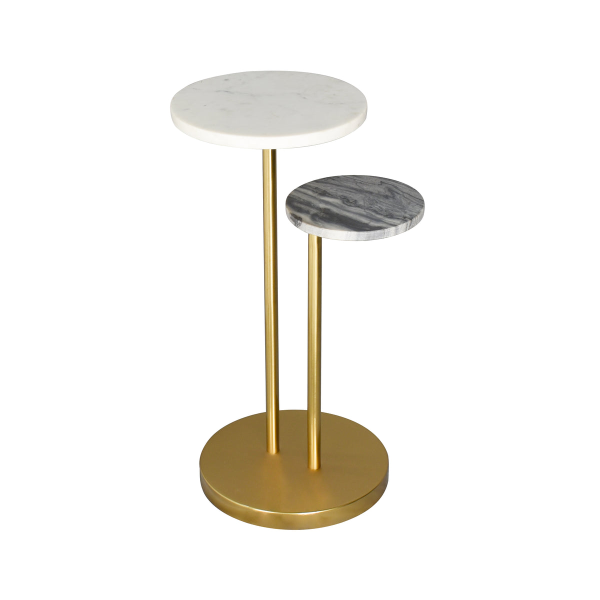 Fargo Handmade Transitional Marble and Metal Drink Table, Gold/White