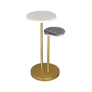 Fargo Handmade Transitional Marble and Metal Drink Table, Gold/White