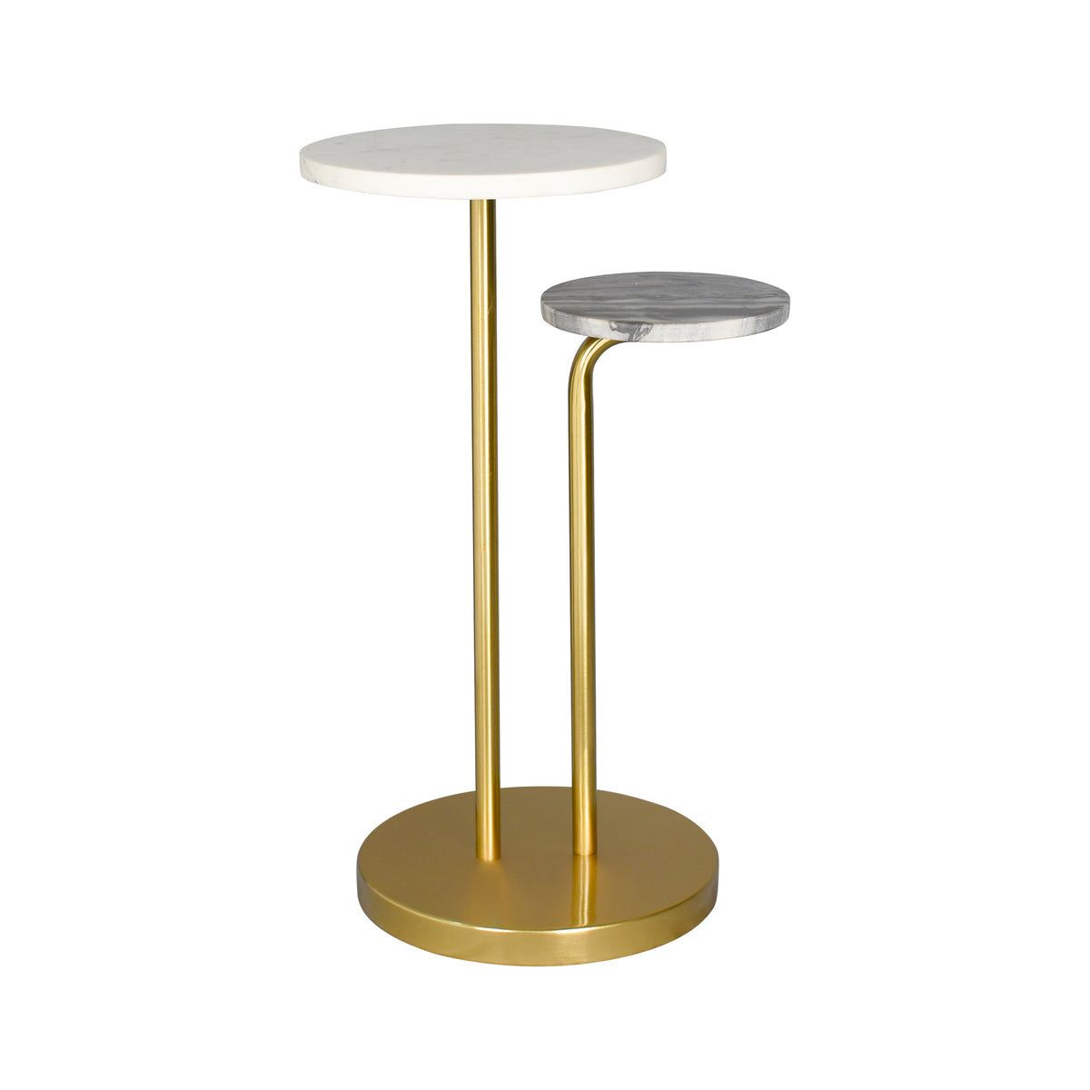 Fargo Handmade Transitional Marble and Metal Drink Table, Gold/White