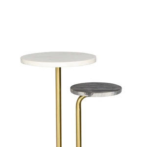Fargo Handmade Transitional Marble and Metal Drink Table, Gold/White
