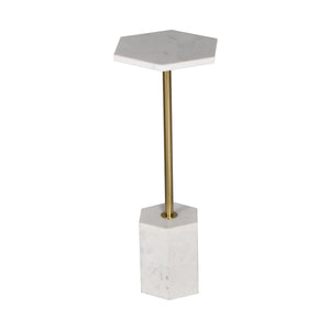 Iris Handmade Transitional Marble and Metal Drink Table, Gold/White