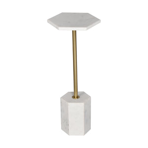 Iris Handmade Transitional Marble and Metal Drink Table, Gold/White