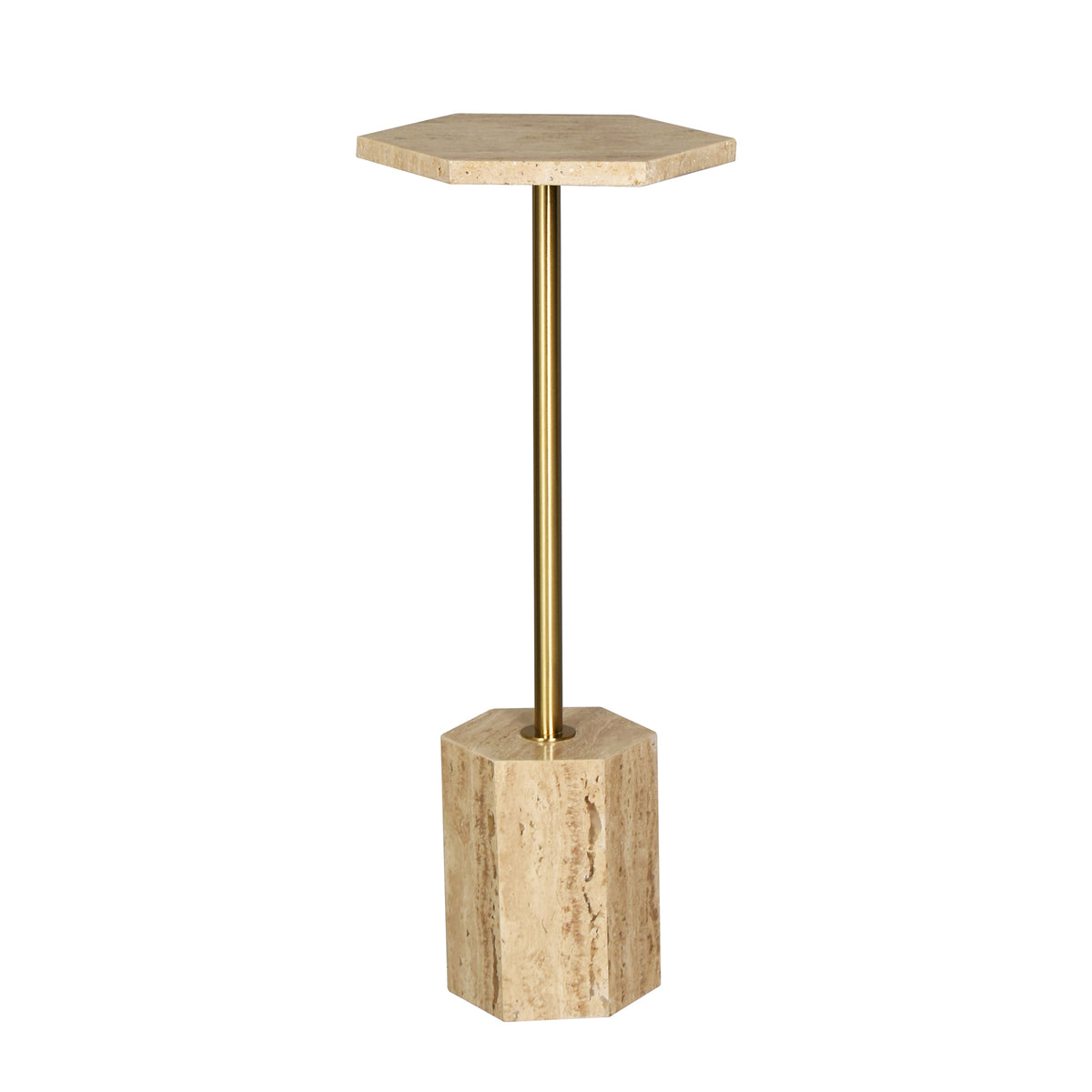 Iris Handmade Transitional Marble Drink Table, Gold/Beige