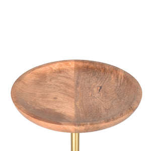 Montreal Handmade Contemporary Wood and Metal Drink Table, Brown/Gold