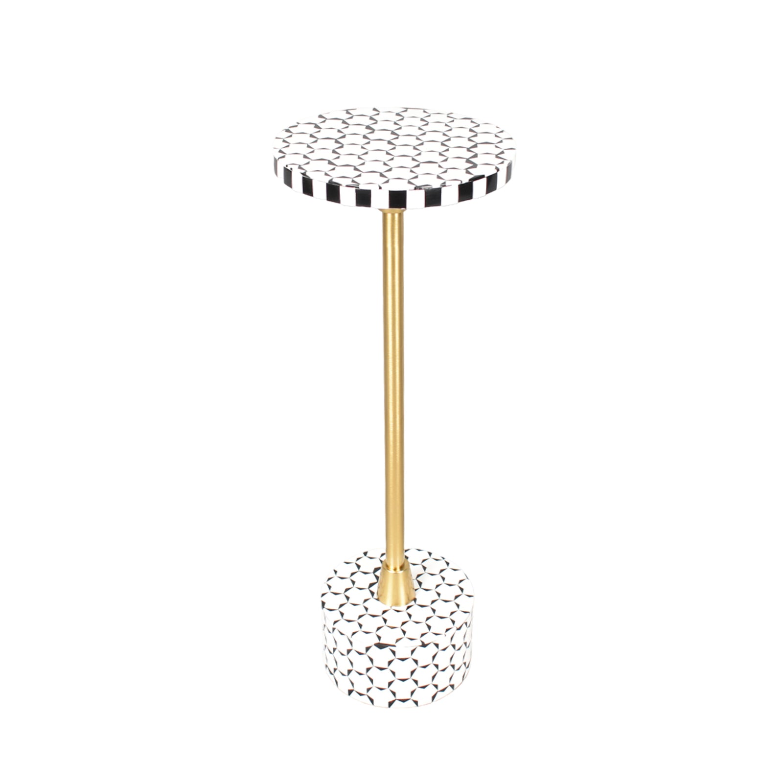 Fairmont Handmade Glam Resin Drink Table, Black/White