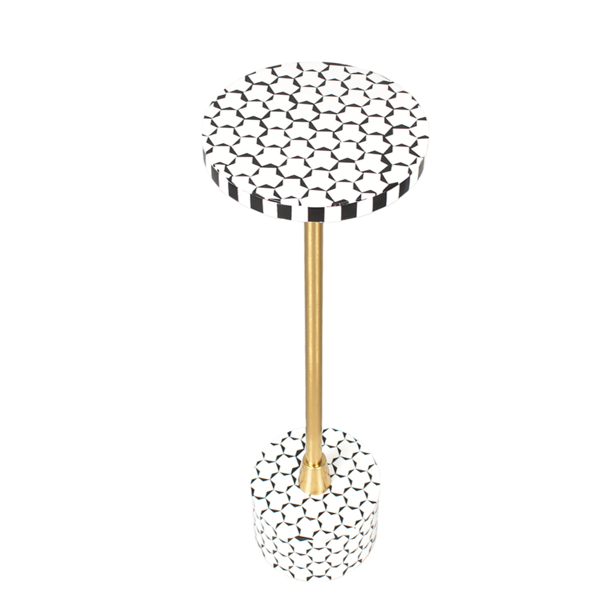 Fairmont Handmade Glam Resin Drink Table, Black/White