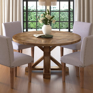 Brown Farmhouse Solid Hand-Made Wood Dining Table