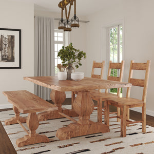 Hartford Handmade Farmhouse Natural Finish Wood Rectangle Dining Table