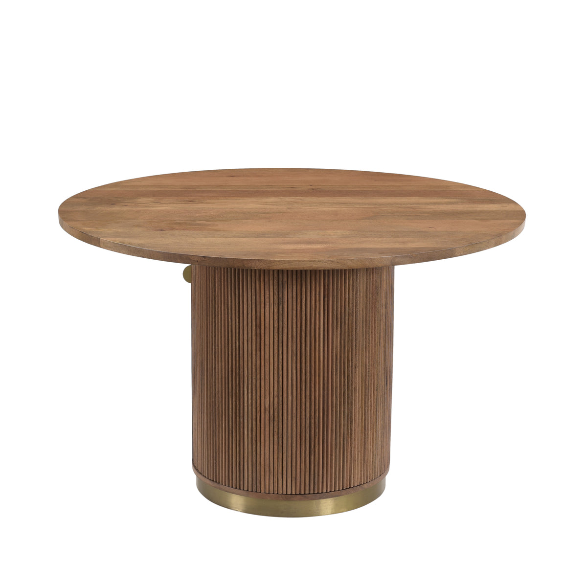 Bella Handmade Transitional Brown  Wood Round Dining Table