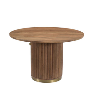Bella Handmade Transitional Brown  Wood Round Dining Table