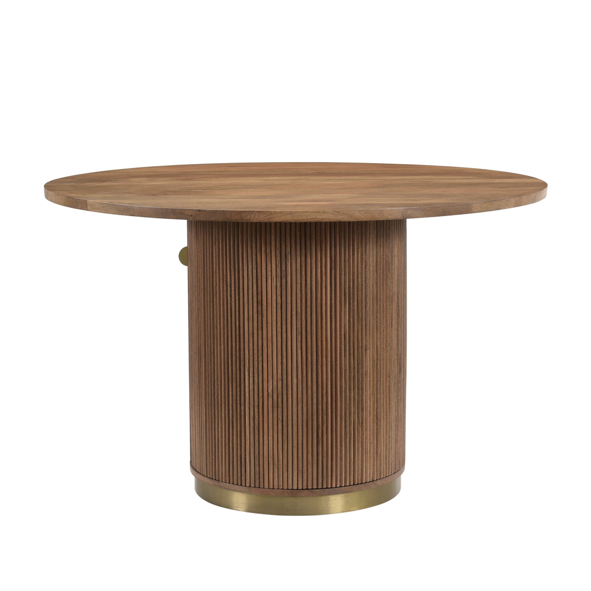 Bella Handmade Transitional Brown  Wood Round Dining Table