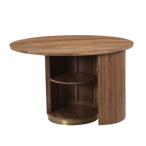 Bella Handmade Transitional Brown  Wood Round Dining Table